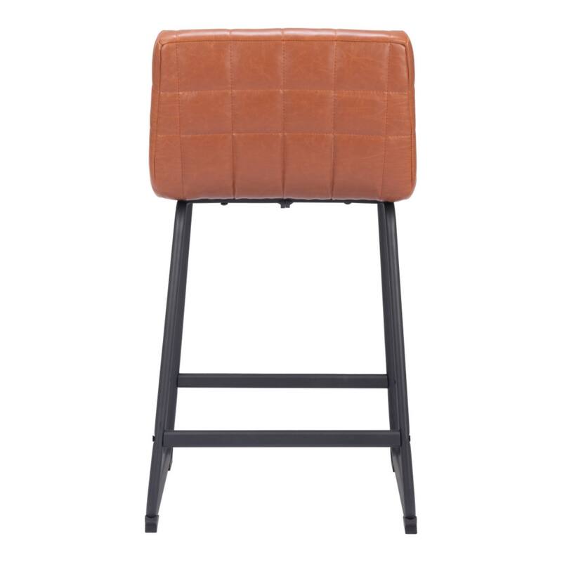 Set of 2 Armless Faux Leather Bar Stools with Tufted Seat and Sled Base for Living Room or Kitchen Island