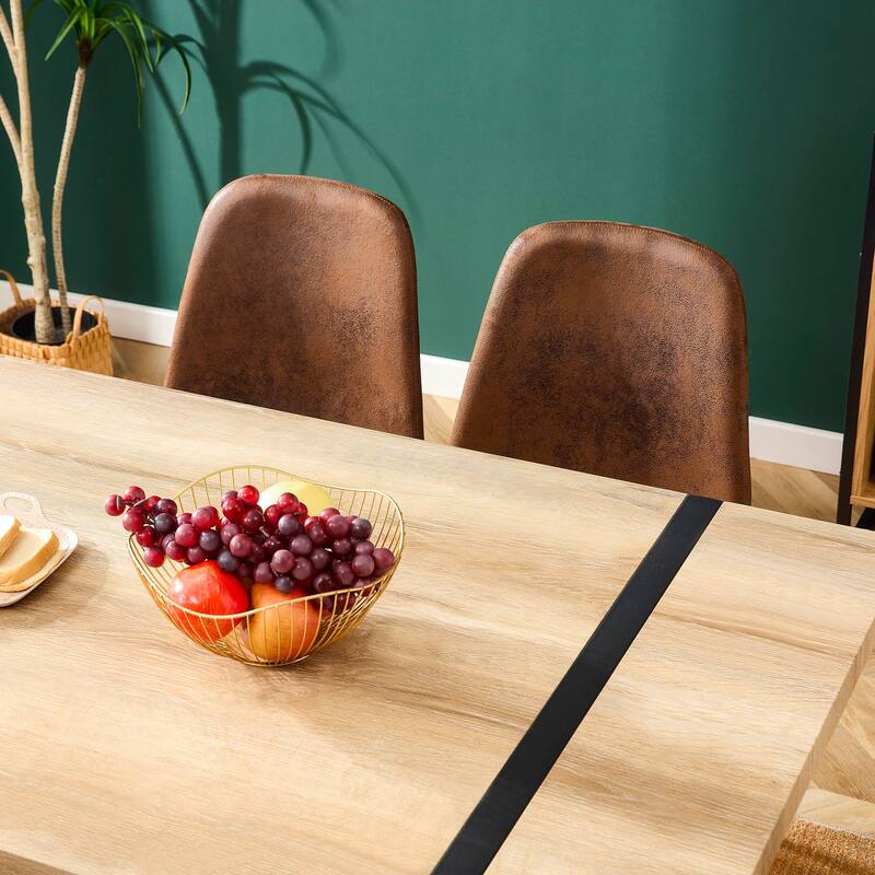 Roomfitters Industrial Wood Dining Table for 4-6 with Thick Engineered Top and Metal Legs for Living Room, Rustic Brown