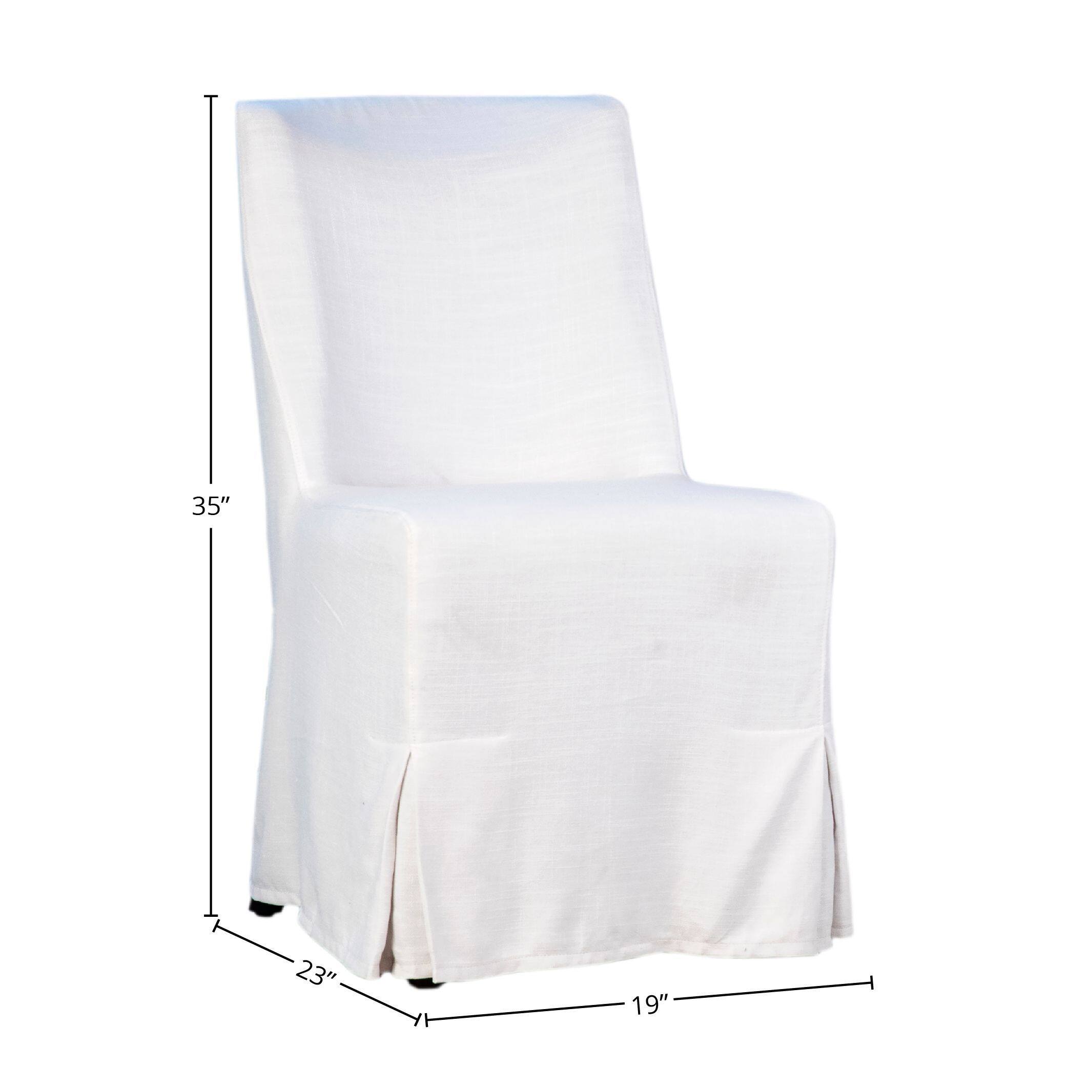 Caden White Linen Upholstered Slip Cover Parsons Dining Side Chair