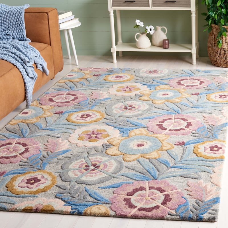 SAFAVIEH Handmade Bellagio Jozsefne Modern & Contemporary Wool Rug - 6' x 9' - Grey/Pink