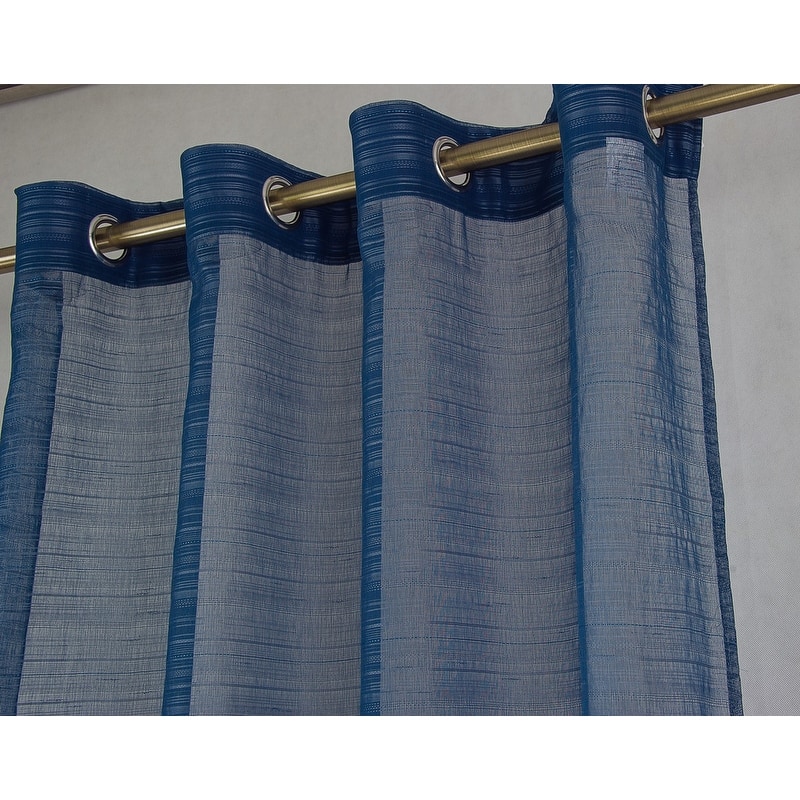 Erica Striped Doily Single Grommet Curtain Panel - (1x) 54 x 90 in. - (1x) 54 x 90 in.