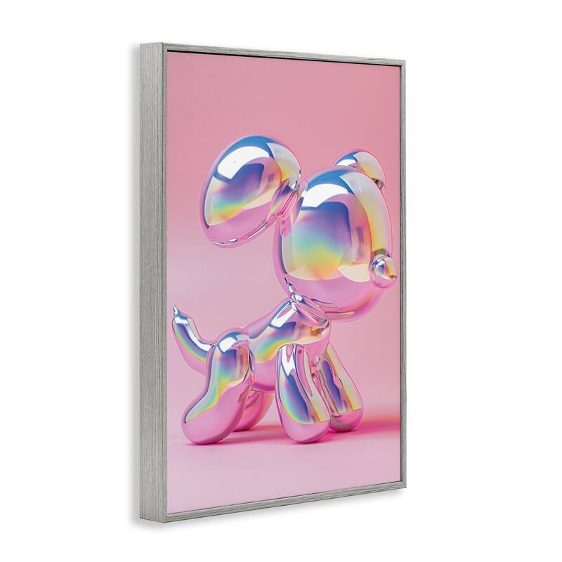Stupell Pink & Iridescent Trendy Dog Framed Giclee Art Design By LSR Design Studio