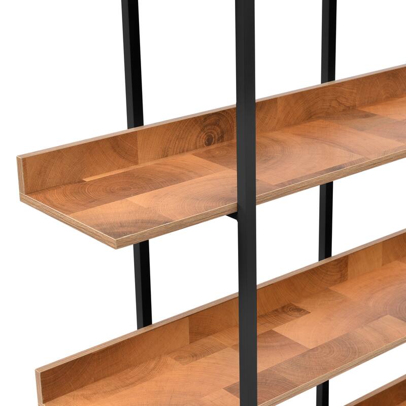 Vintage Industrial Style 5 Tier Open Bookshelf with Metal Frame