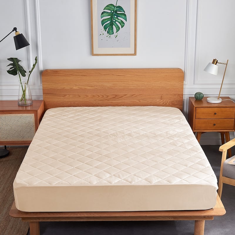 Ultra Soft Waterproof Mattress Pad, OEKO-TEX Certified Mattress Protector, Breathable Noiseless Deep Pocket Cover - King - Beige