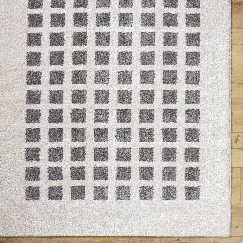 Livabliss Scandinavian Fossay Shag Checkered Washable Area Rug