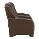 preview thumbnail 4 of 3, Signature Design by Ashley Man-Den Brown Leather Power Dual Reclining Loveseat