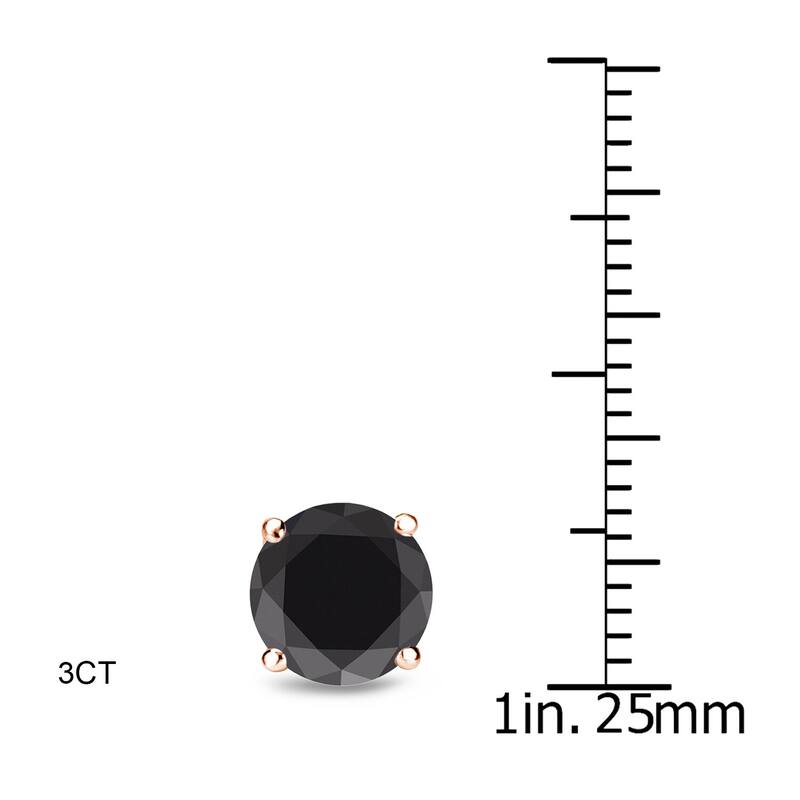 Auriya 14k Rose Gold 1/2 to 4ctw Round Black Diamond Stud Earrings - 3ctw