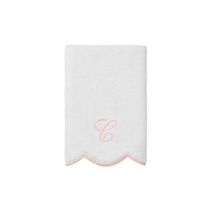 Authentic Hotel and Spa 100% Turkish Cotton Pink ADORNIA Scallop Personalized 3 Piece Towel Set - 3 Piece Set