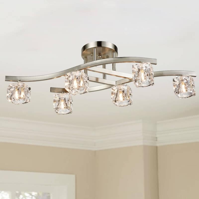 Frascati Modern Crystal Semi-Flush Ceiling Lights 6 Light