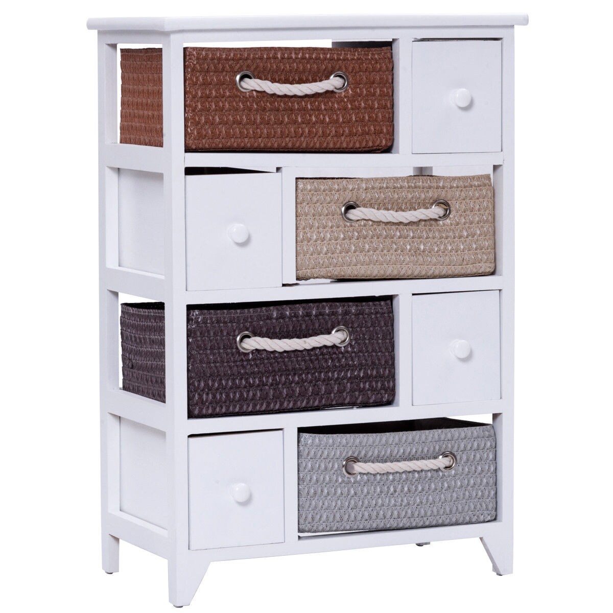 Home Kitchen 4 Grey Seagrass Drawers Unite White Frame Storage