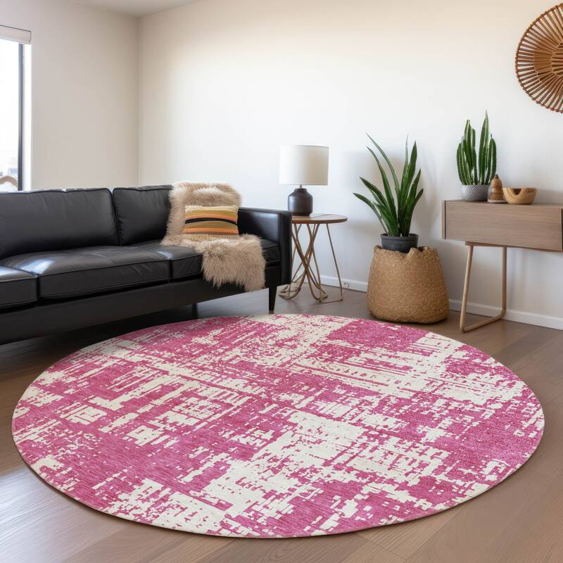 Premium Washable Super Soft Abstract Pixel Mayfield Rug - Blush - 8' x 8'