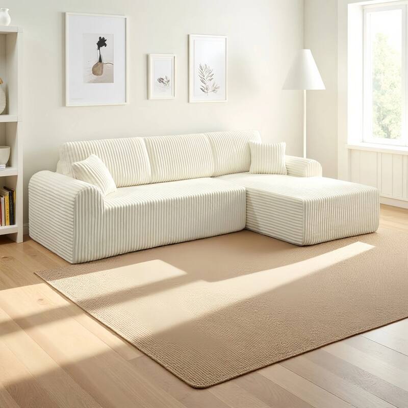 109" Cloud Sectional Sofa with Chaise, No Assembly Required - White - Left Facing
