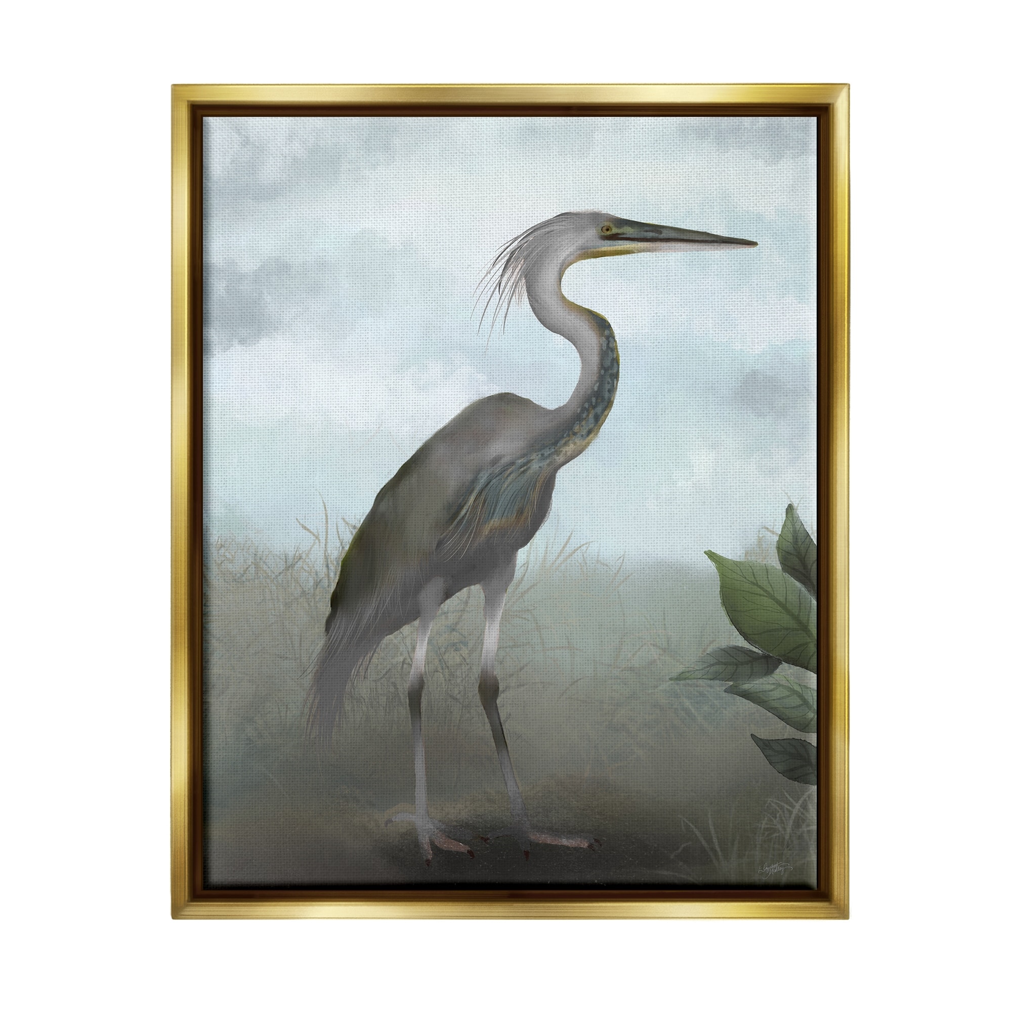 Stupell Heron in Nature Study Framed Floater Canvas Wall Art Design by Elizabeth Medley
