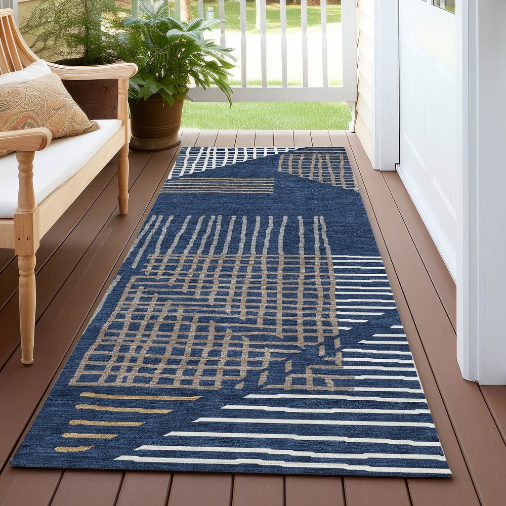 Machine Washable Indoor/ Outdoor Casual Contemporary Chantille Rug
