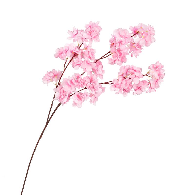 Set of 4 Pink Artificial Double Bloom Cherry Blossom Flower Stem Spray 42in - 42" L x 10" W x 5" DP