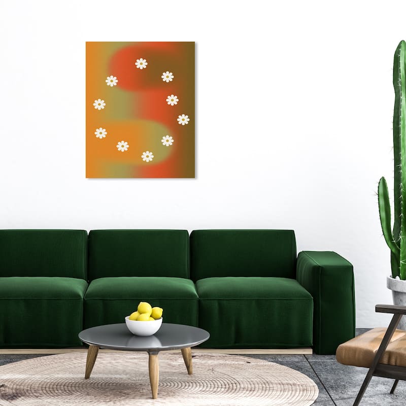Wynwood Studio Canvas Floral and Botanical Airbrushing and Flowers Orange Modern & Contemporary Wall Art Canvas Print - 30 x 36