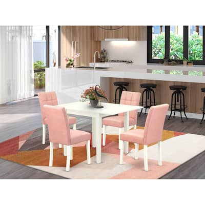 5-Piece Linen White Finish Solid Wood Top Rectangular Dining Room Set (Seats-4)