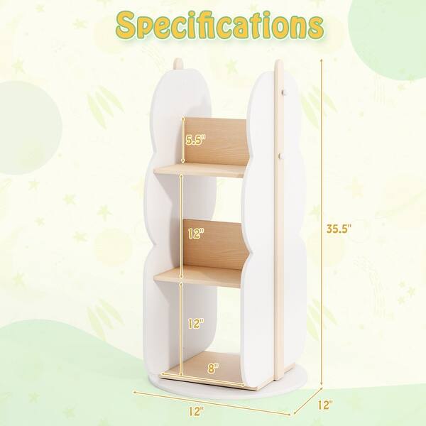 Kids Toy Storage Organizer with Rotating Design and 5 Shelves - 12" x 12" x 35.5"
