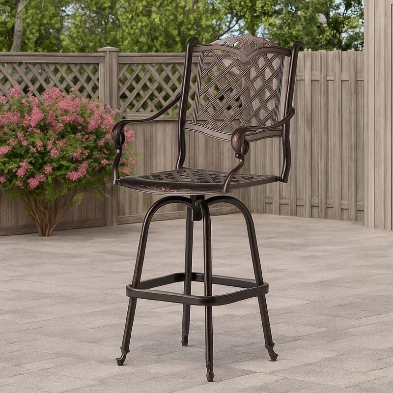 Outdoor Barstool Chair, Swivel Function, Coppertone Aluminium Finish