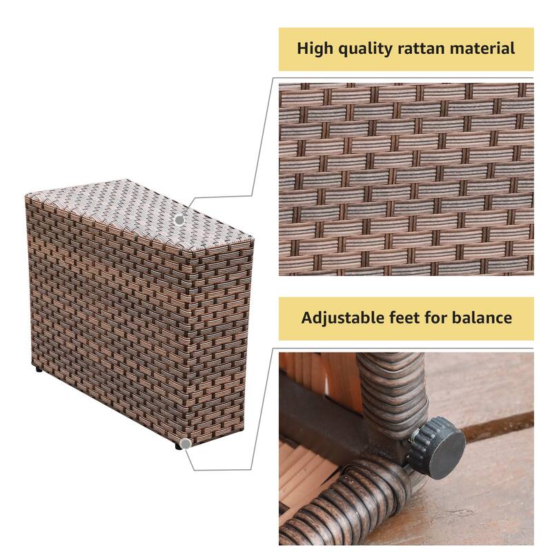 2-piece Outdoor Wicker Arm Table Patio Side Table