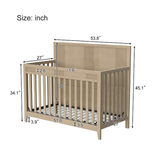 dimension image slide 0 of 2, Certified Baby Safe Crib, Pine Solid Wood, Non-Toxic Finish