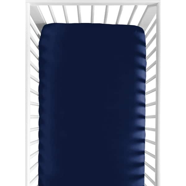 slide 2 of 6, Sweet Jojo Designs Solid Navy Blue Baseball Patch Sports Collection Fitted Crib Sheet