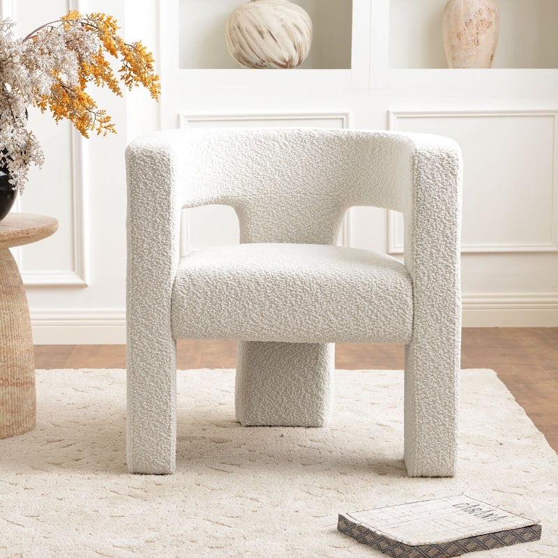 KINWELL 28" Wide Boucle Upholstered Square Armchair