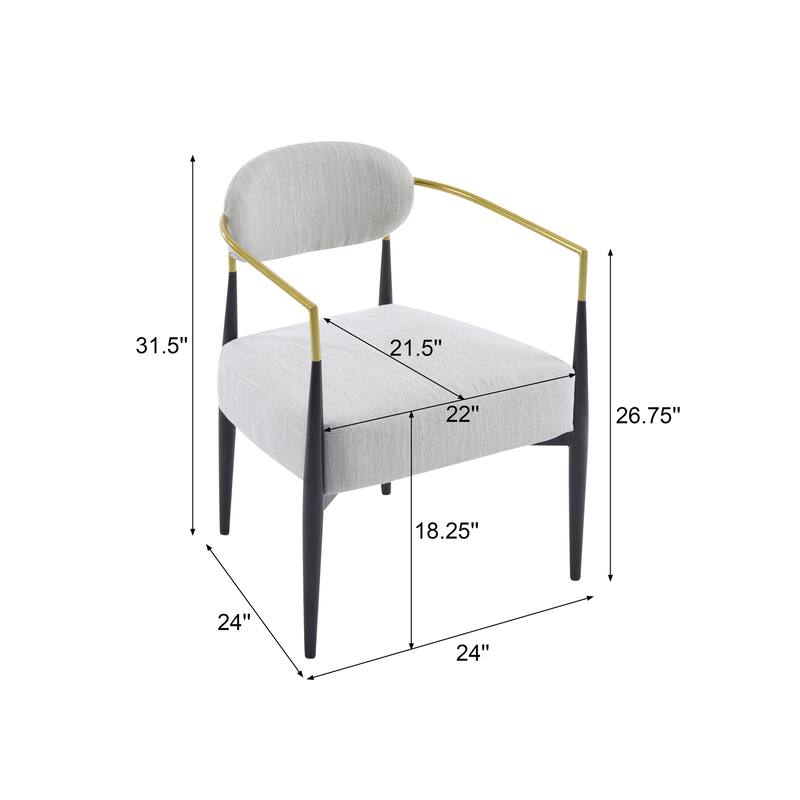 Roomfitters Mid-Century Modern Upholstered Accent Armchair with Metal Frame