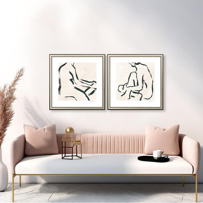 Line Study I S/2 Framed Art Limited Edition Giclee Under Glass