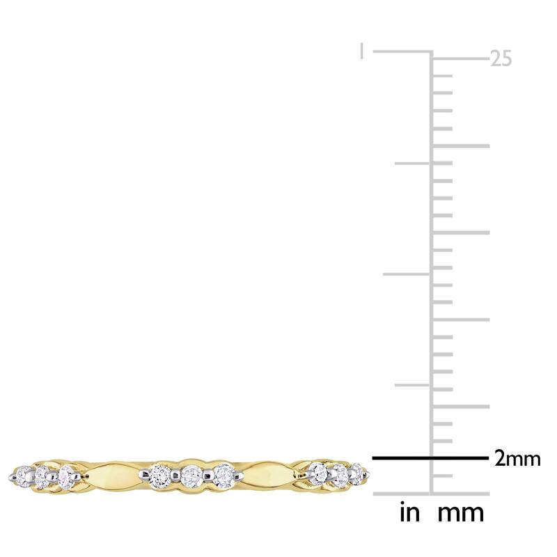 Miadora 1/10ct TDW Diamond Stacking Semi-Eternity Ring in Yellow Plated Sterling Silver