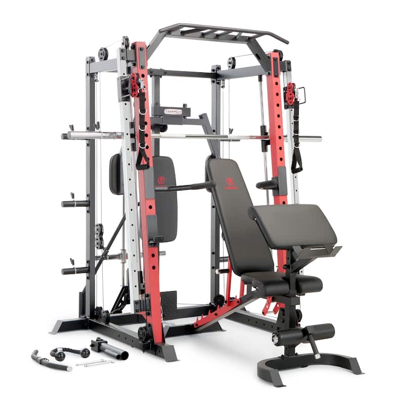 Marcy Smith Machine Cage System - Red/Black - Customizable Home Gym - N/A
