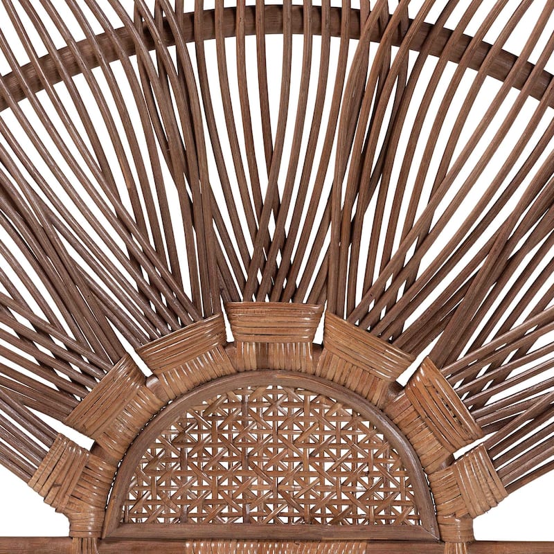 Jasmine Natural Rattan Headboard with Sunburst Design - Boho Coastal Style Standalone Headboard