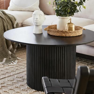 Round Coffee Table Solid Wood Circle Pedestal Table