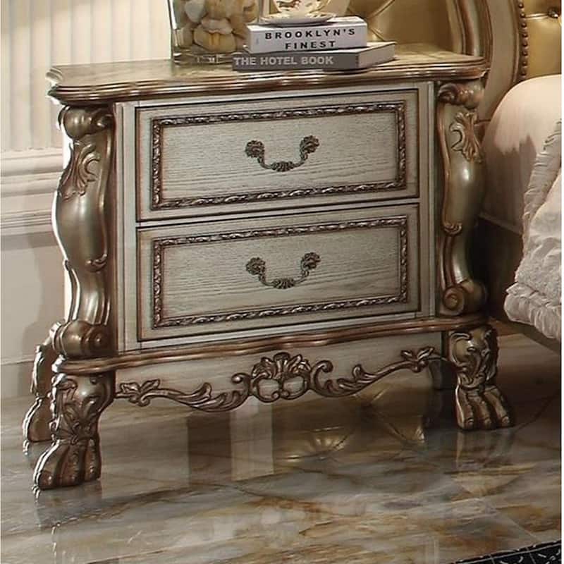 Wooden 2-Drawer Nightstand in Gold Patina Finish - Bed Bath & Beyond ...