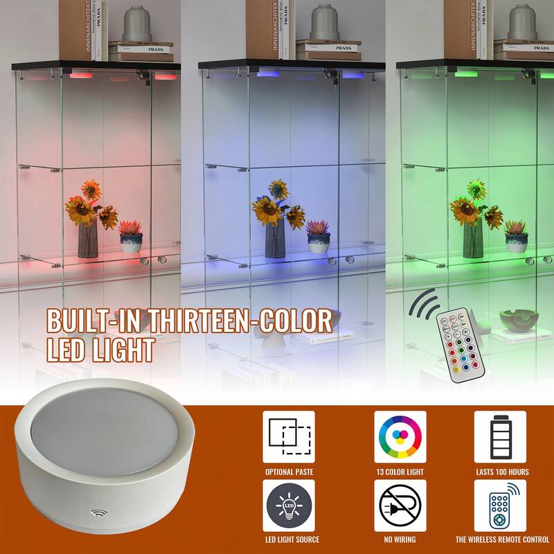 Modern Glass Display Cabinet with Large Drawer for Living Room and Bedroom