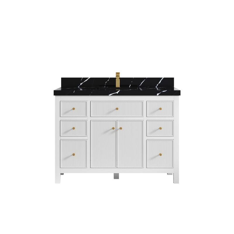 Willow Collections 48 in W x 22 in D Sonoma Free Standing Reeded Single Sink Bathroom Vanity with Countertop