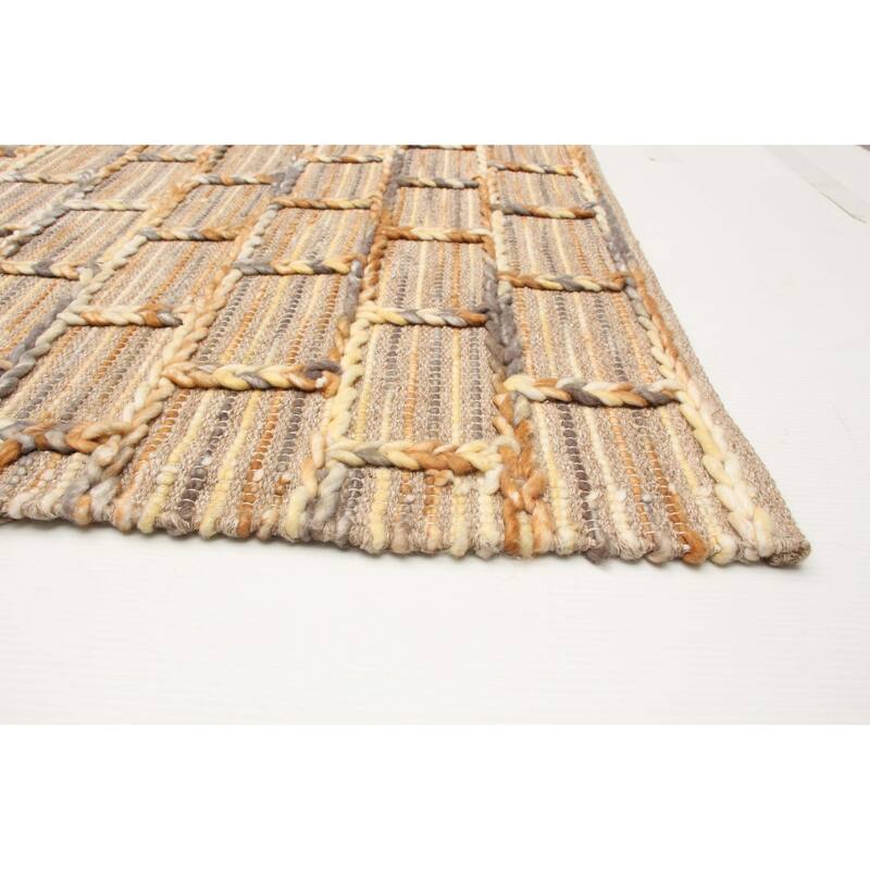 ECARPETGALLERY Braid weave Sienna Brown Wool Rug - 5'4 x 7'3