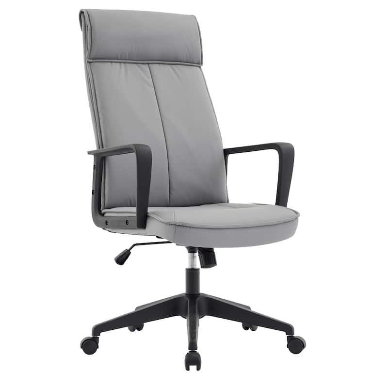 High-Back Leather/Polyester Office Chair Adjustable Height Swivel & Tilt Aiaria Series - N/A - Grey