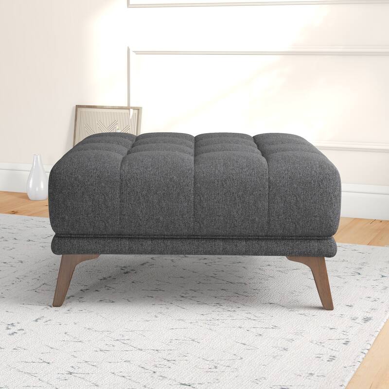 Kameron Mid Century Modern Ottoman Fabric in Dark Gray - Grey