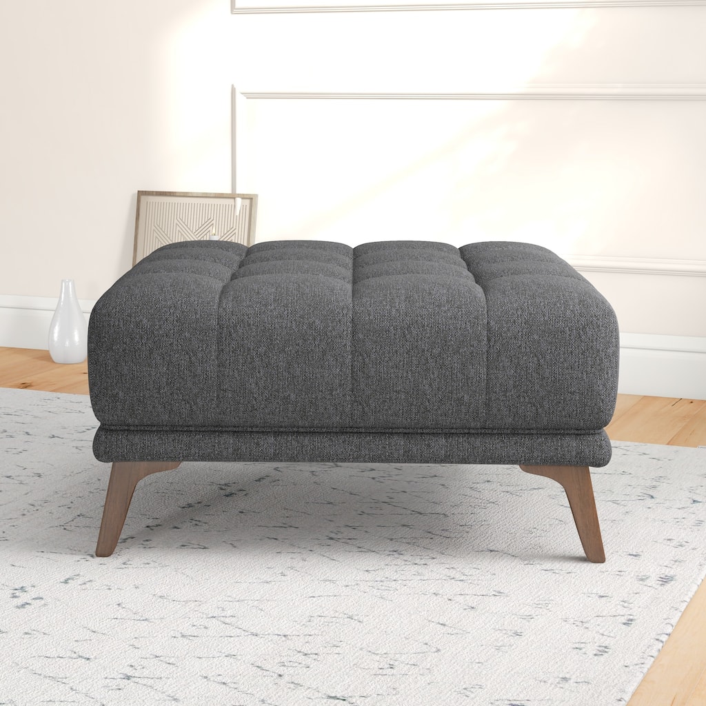 Kameron Mid Century Modern Ottoman Fabric in Dark Gray
