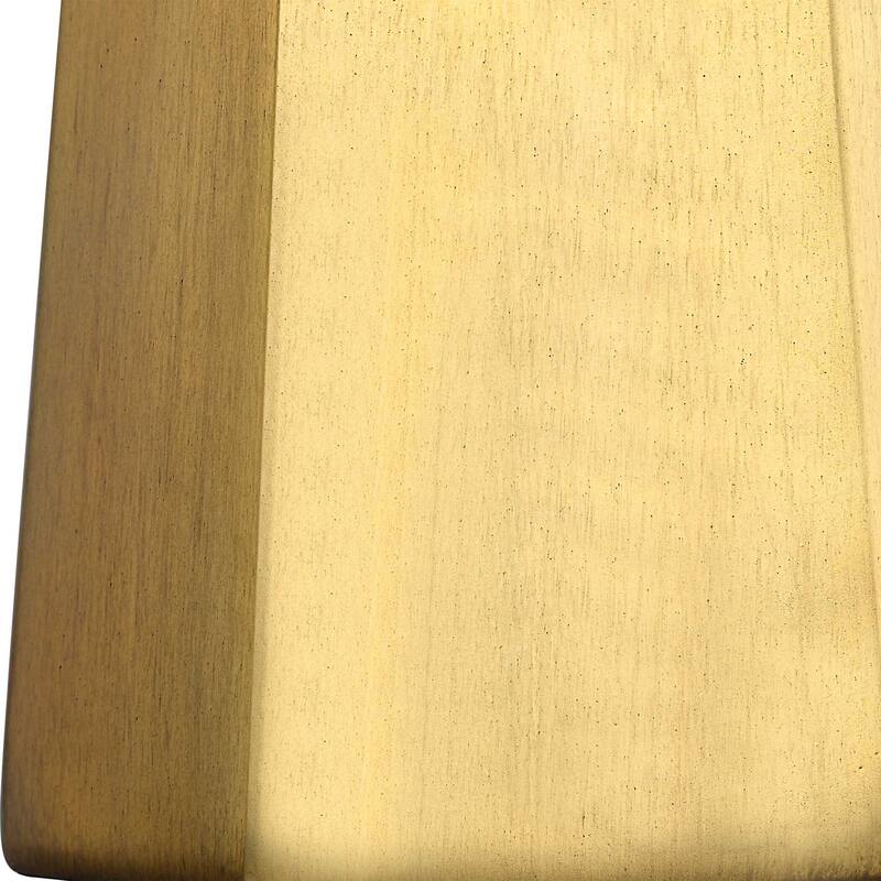 Table Lamp, White Linen Shade, Gold Ceramic Geometric Base, 28 Inch
