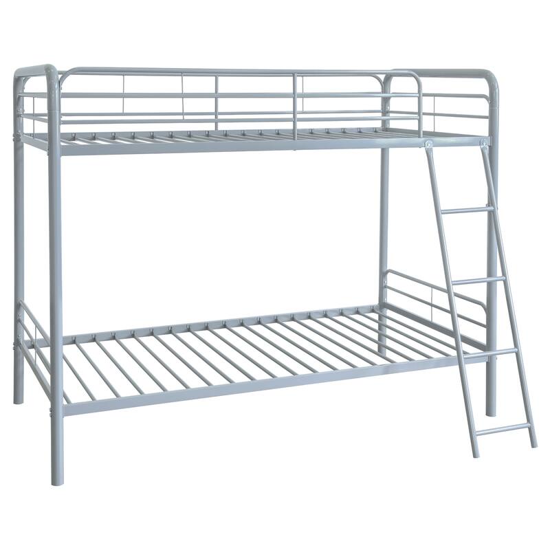 Carson Metal Bunk Bed - Glossy Silver - Twin