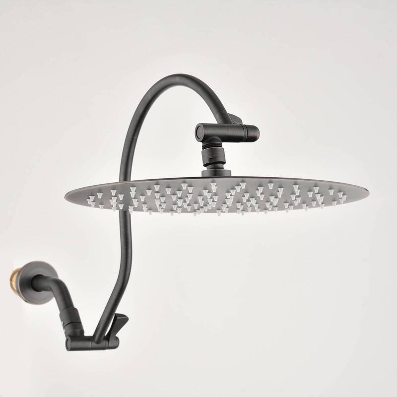 Bathlet 12" Rain Shower Head with Adjustable Height & Distance Extension Arm