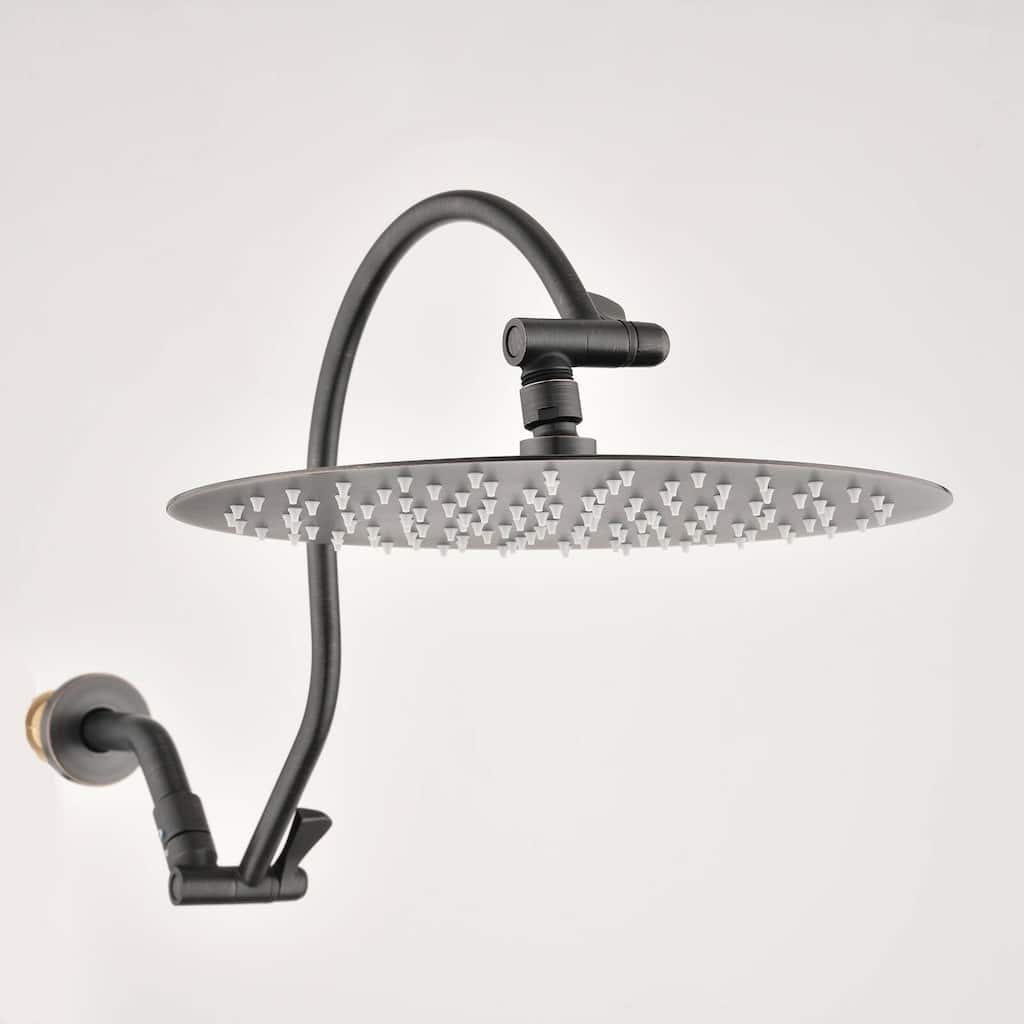 Bathlet 12" Rain Shower Head with Adjustable Height & Distance Extension Arm
