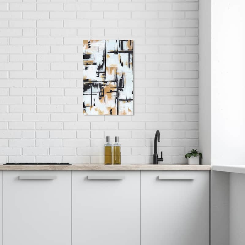 Wynwood Studio Canvas Abstract Puzzling II Black and Light Brown Modern & Contemporary Wall Art Canvas Print - 24 x 16