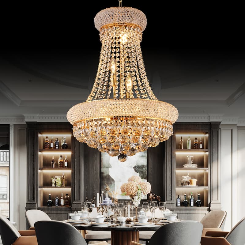 Crystal Chandelier French Empire Ceiling Light with LED Bulbs