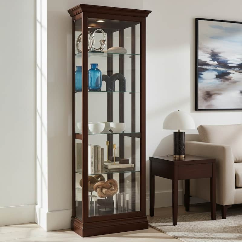 Howard Miller Brantley Transitional 5-shelf Curio Cabinet with Light - Cherry Bordeaux