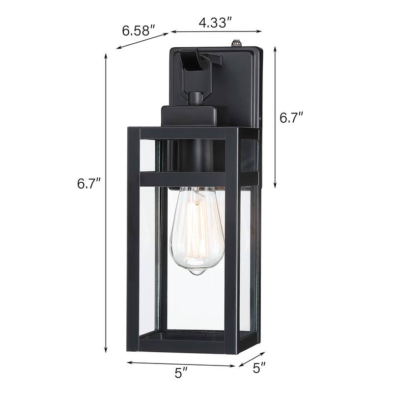 Matte Black Dusk to Dawn Outdoor Wall Light with Clear Glass Shade