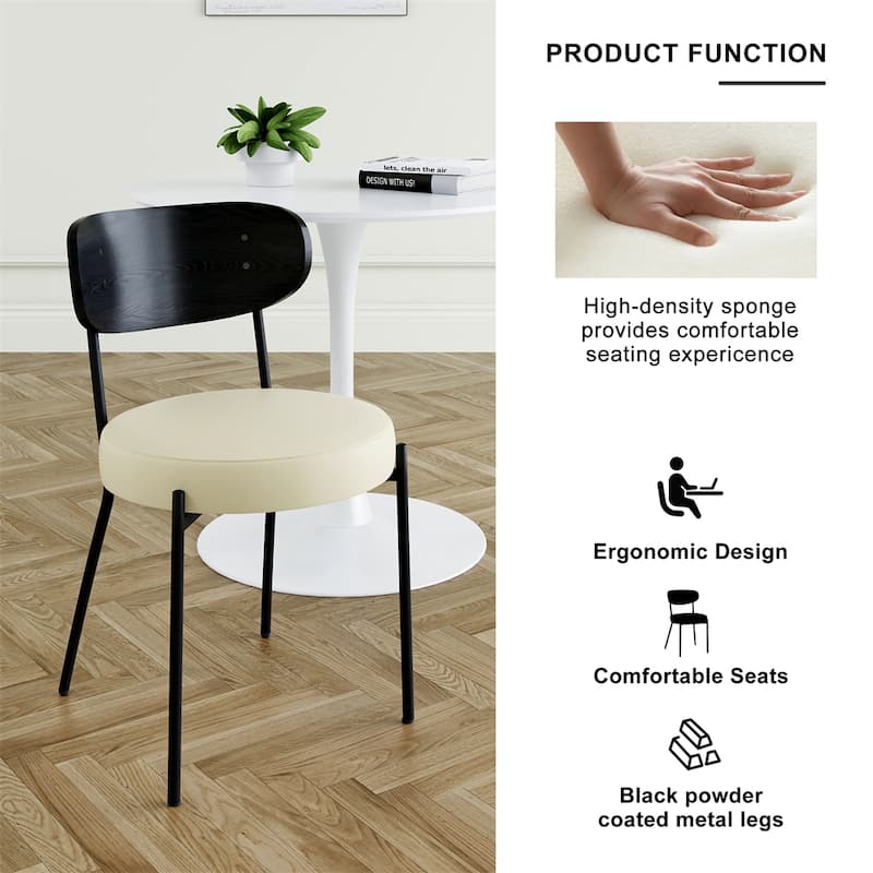 Modern Kitchen Dining Chair with Back and Metal Legs(Set of 2)