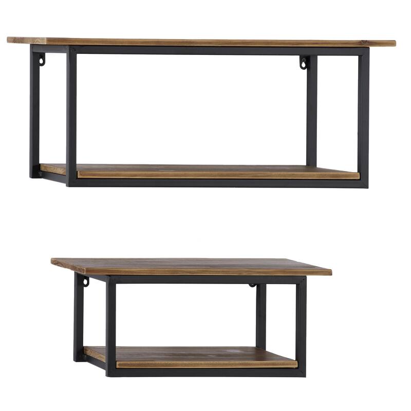 Metal 4 Shelves Wall Shelf - Set of 2 Brown - Roche River Decor - Brown